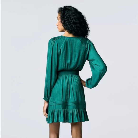 Simply Vera Wang Pleated Short Mini Shift Dress Womens M Green - Picture 1 of 15